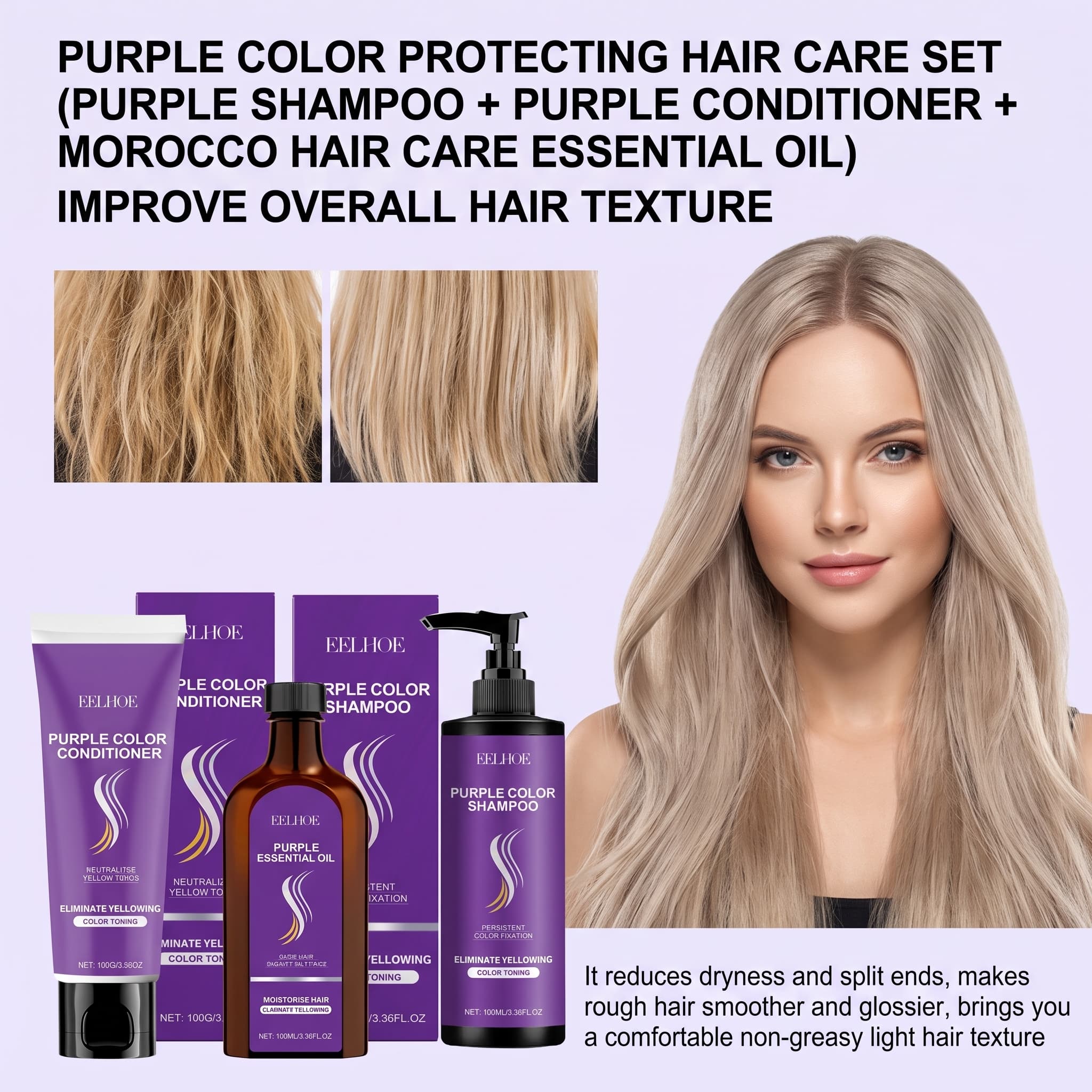 Purple Shampoo Set With Condit - Hair Care Color 评论和价格