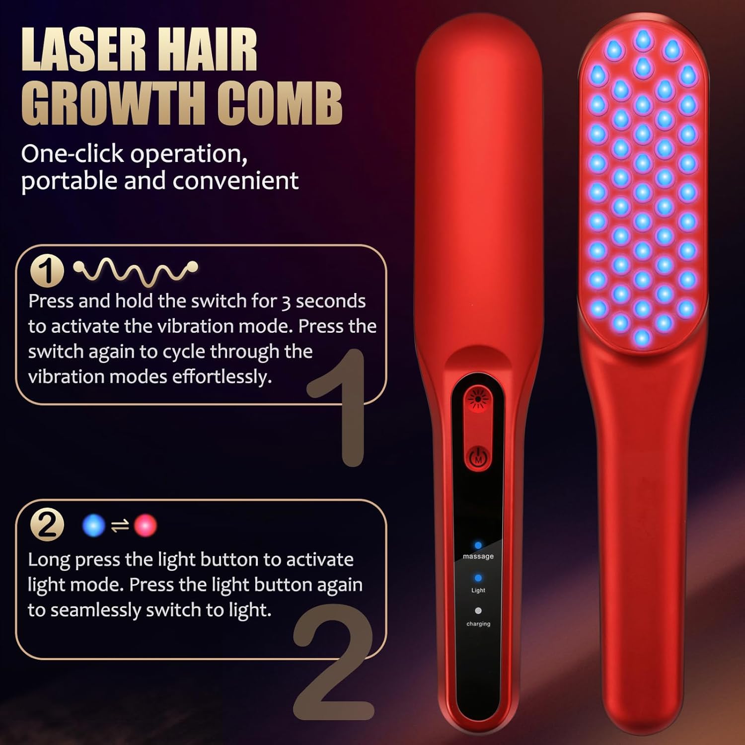 Laser Hair Growth Comb, Red Li - Hair Care Vegan 评论和价格