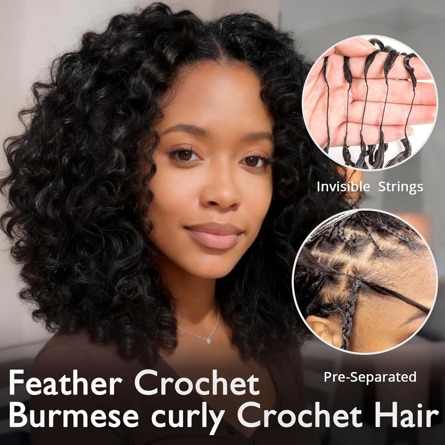 100% Human Hair Feather Croche - Hair Care Color 评论和价格